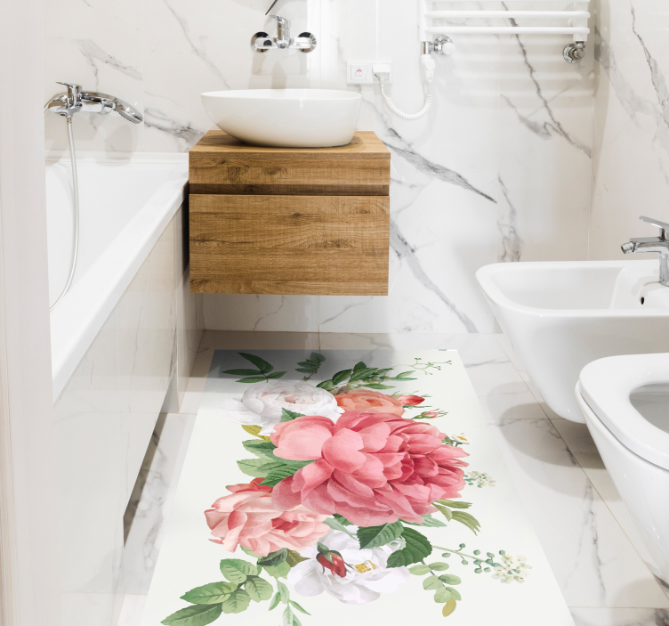 花とバラ花柄ビニールラグ - TENSTICKERS