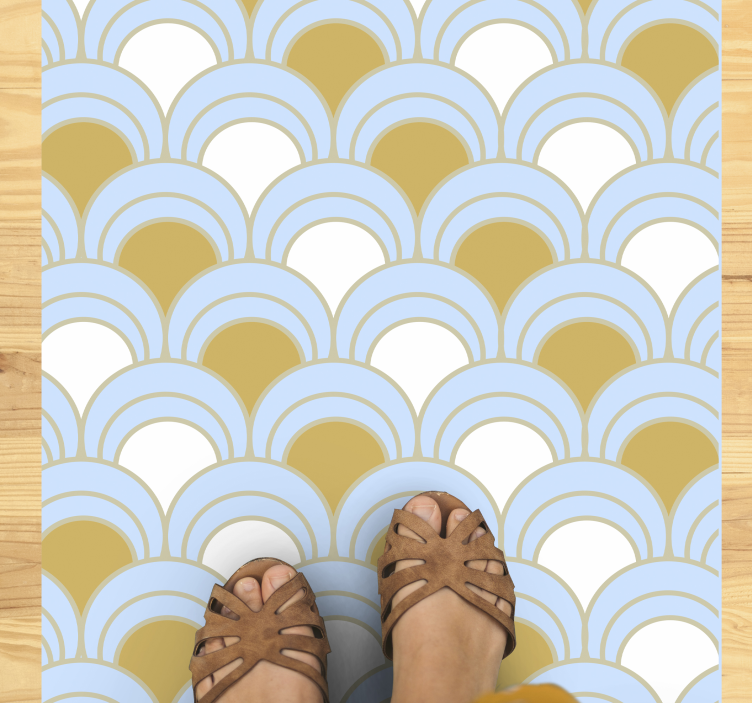 幾何学的なビニールマット青い曲線模様 - TENSTICKERS