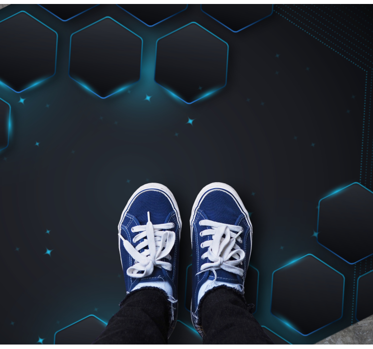 幾何学的なビニールマット青い六角形のレイアウト - TENSTICKERS