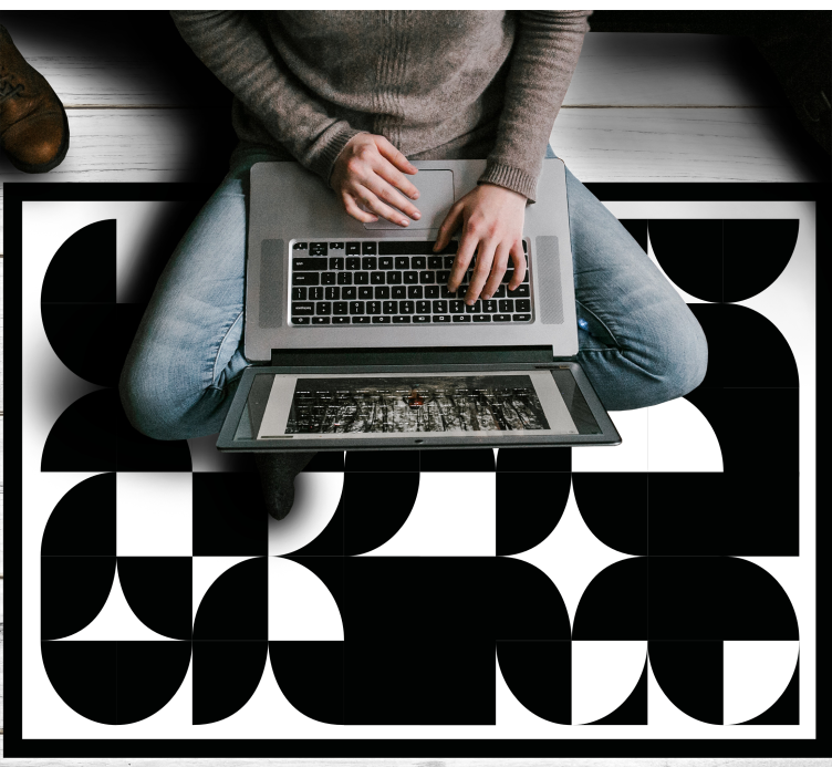 幾何学的なビニールマット 曲線の黒い形状 - TENSTICKERS