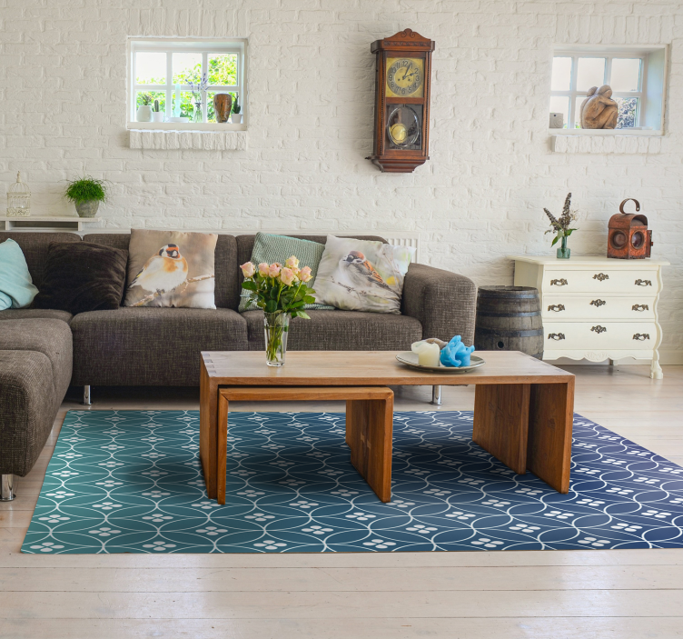 幾何学的な ビニールマット 幾何学的な青いオーバーレイ - TENSTICKERS