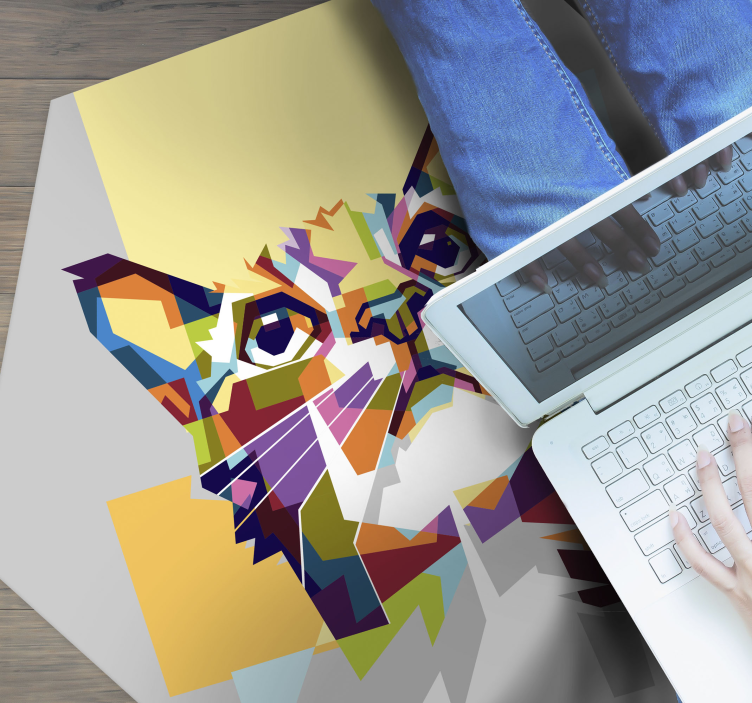 幾何学的な ビニールマット 幾何学的な猫 - TENSTICKERS