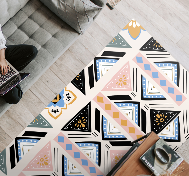 幾何学的な ビニールマット 幾何学模様のタペストリー - TENSTICKERS