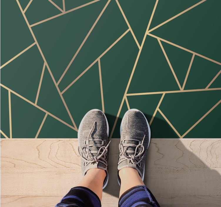 幾何学的な ビニールマット 緑の優雅なライン - TENSTICKERS