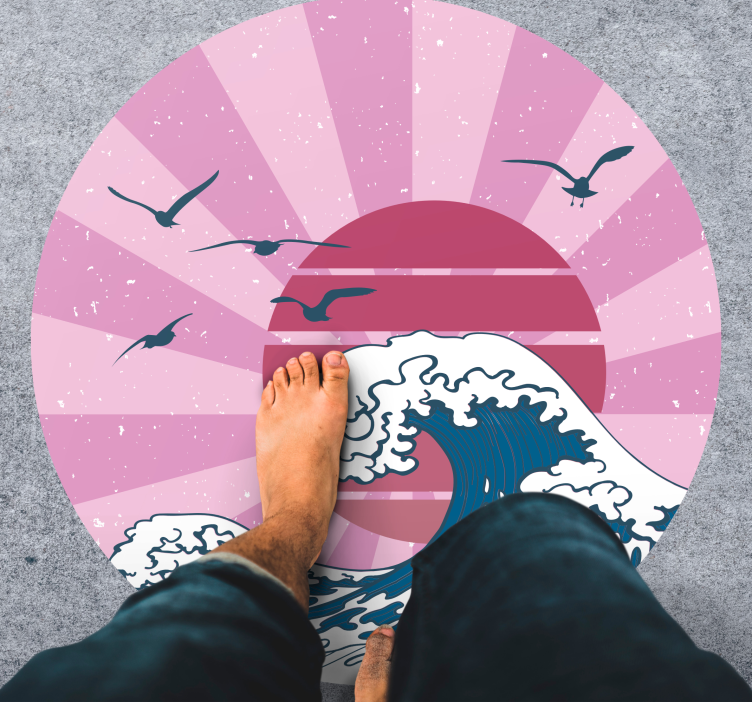 幾何学的なビニールマット神奈川のピンクの波 - TENSTICKERS