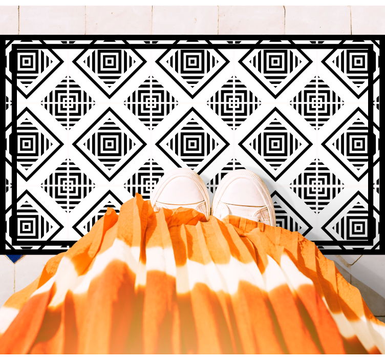 幾何学的なビニールマット モノクロのモチーフ - TENSTICKERS