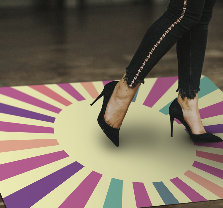 幾何学的な ビニールマット 放射状の線のデザイン - TENSTICKERS