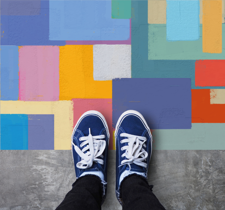 幾何学的なビニールマット 鮮やかなブロック配置 - TENSTICKERS