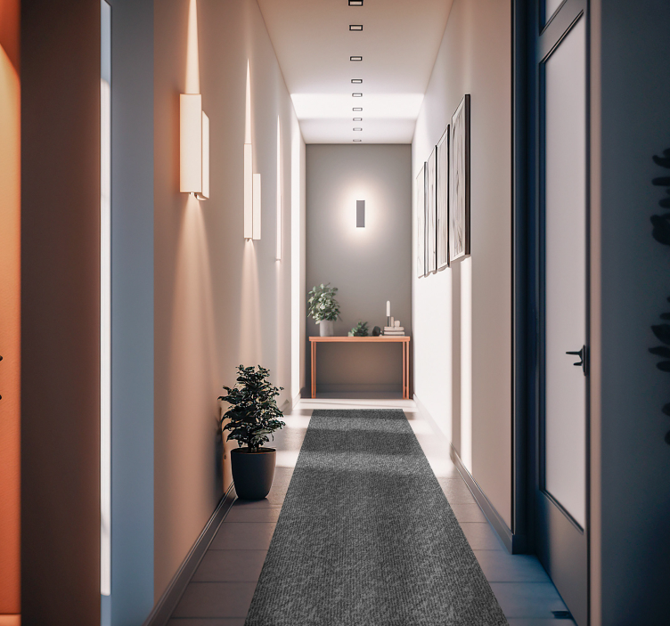 グレーの単色ファブリック モダンな廊下の敷物 - TENSTICKERS