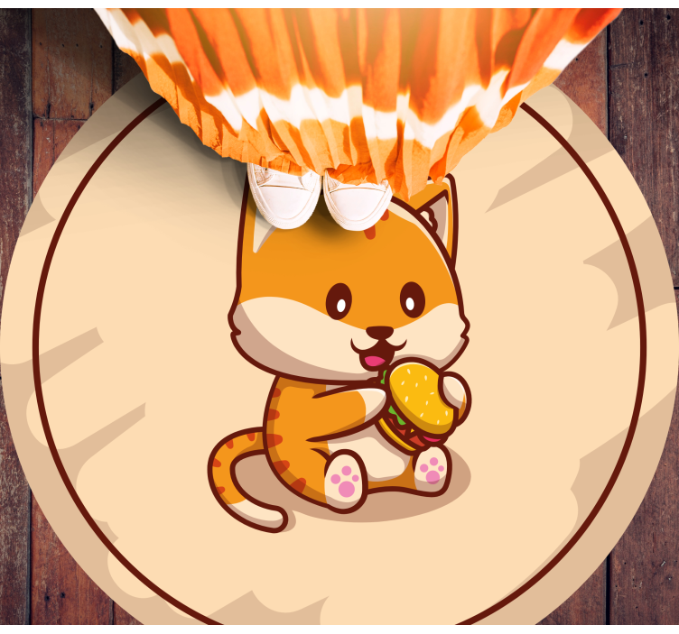 子供 ビニールマット サンドイッチを持った子猫 - TENSTICKERS