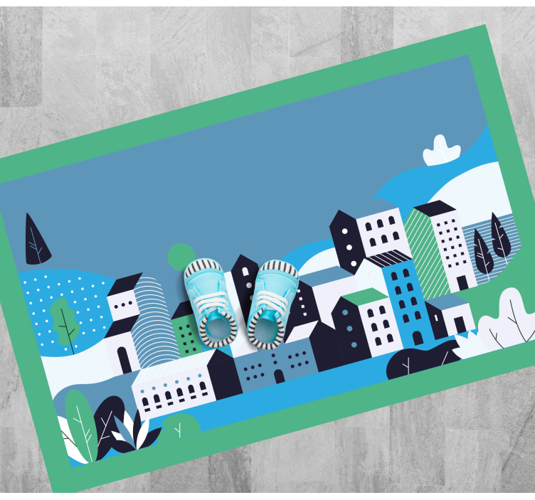 壁画 モアチルドレン 青い都市の風景 - TENSTICKERS