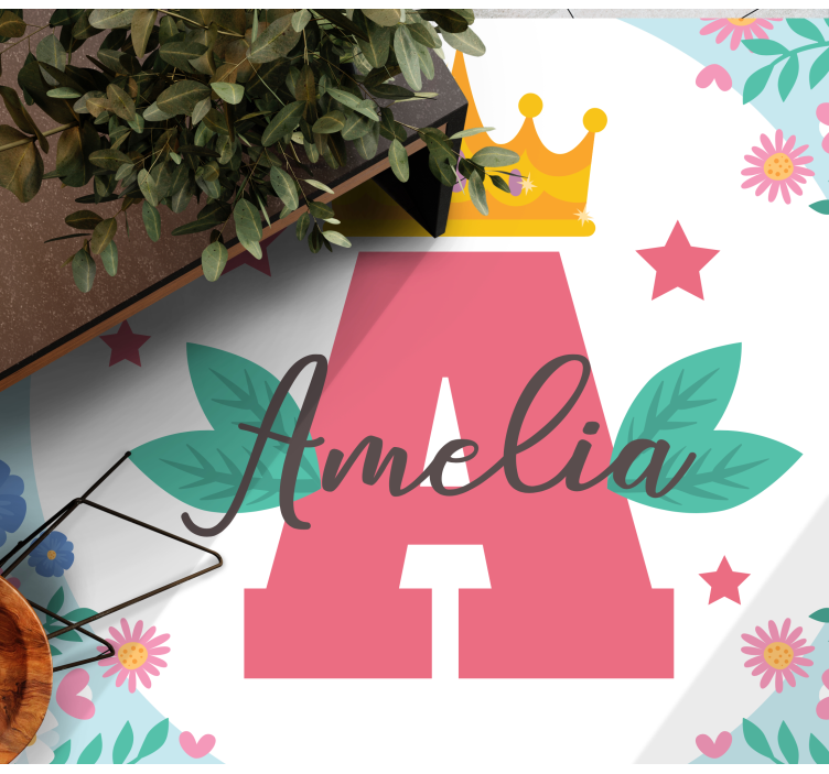 壁画 モアチルドレン 冠付きのイニシャルと名前 - TENSTICKERS