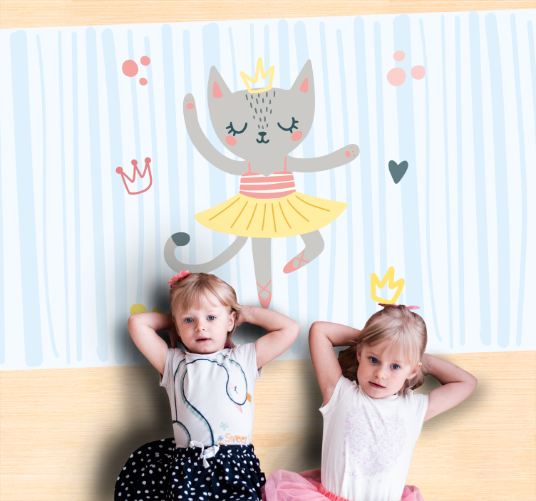 子供 ビニールマット 踊る猫のイラスト - TENSTICKERS