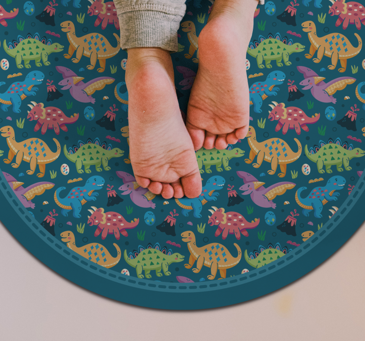子供 ビニールマット 恐竜の円形模様 - TENSTICKERS