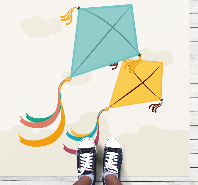 子供 ビニールマット 凧揚げのイラスト - TENSTICKERS