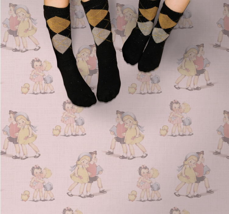 子供 ビニールマット レトロな遊び心満載の友達 - TENSTICKERS