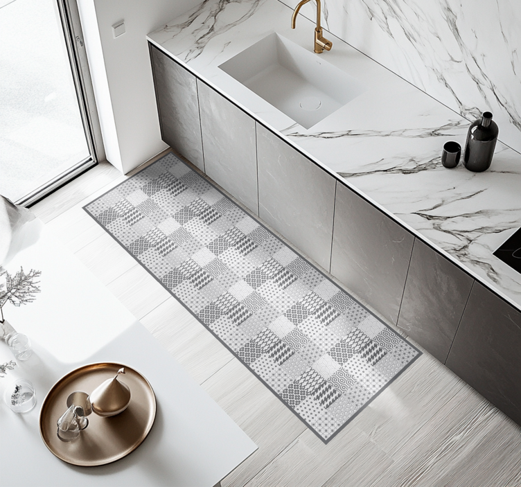 キッチン マット ビニール 幾何学的なタイル効果 - TENSTICKERS