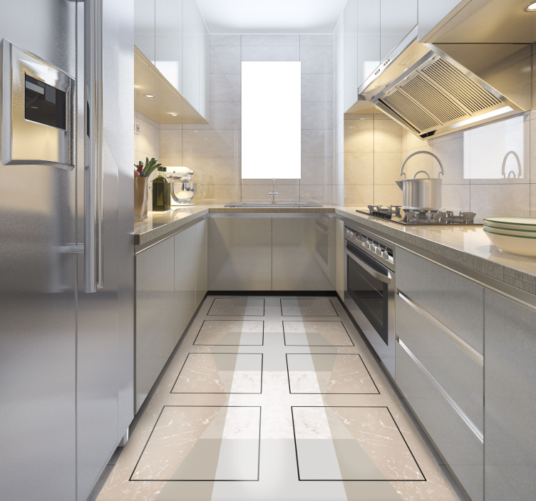 キッチン マット ビニール 大理石の正方形 - TENSTICKERS