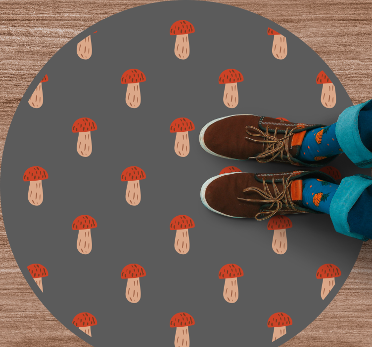 キッチン マット ビニール きのこ柄ラウンド - TENSTICKERS