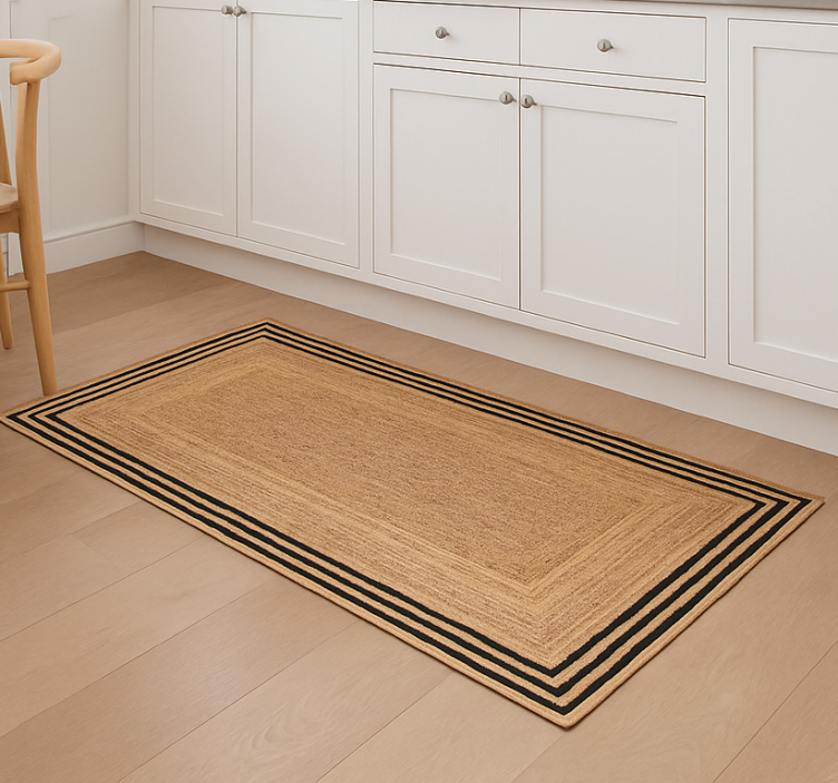 キッチン マット ビニール 自然なジュートの質感 - TENSTICKERS
