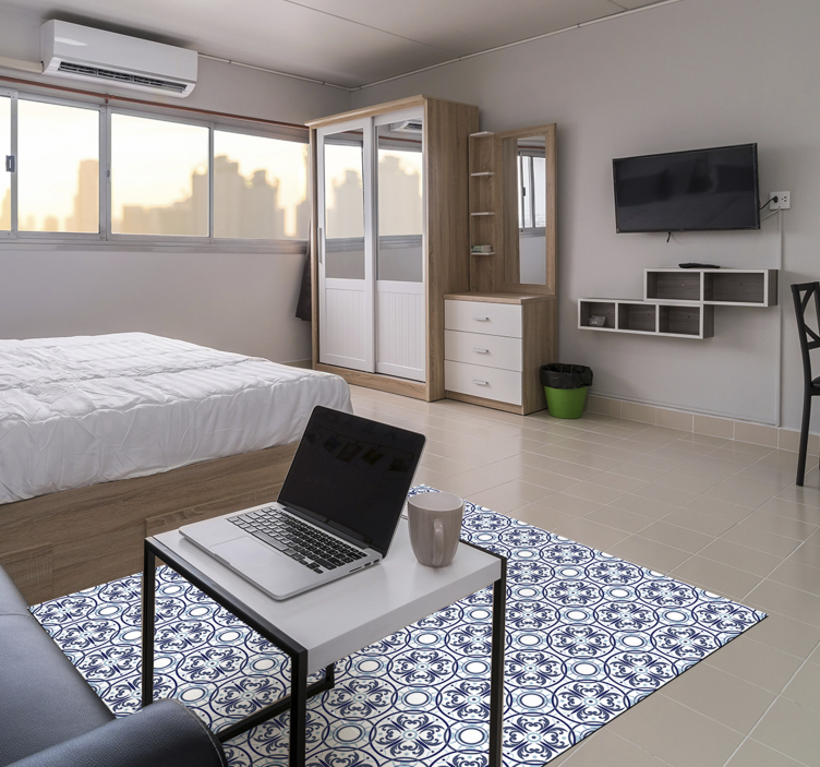 アメージングライトブルータイルビニール寝室の敷物 - TENSTICKERS