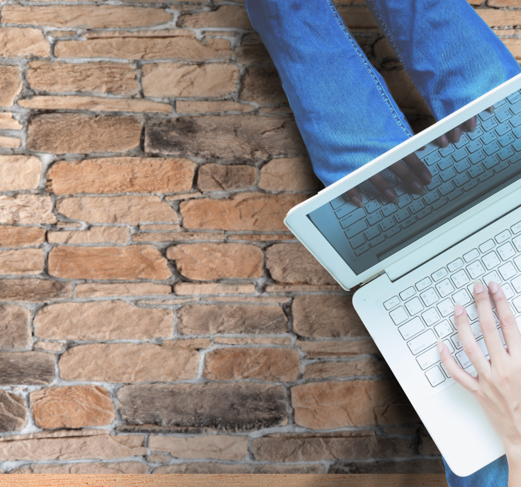 薄茶色の石レンガ素朴なパターンのカーペット - TENSTICKERS