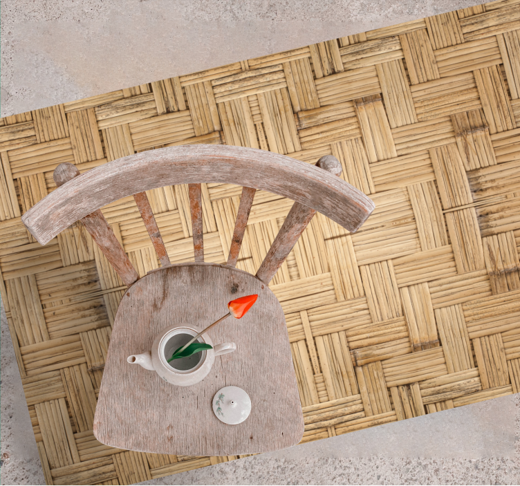 リビングルーム ビニールマット 竹編みスタイル - TENSTICKERS