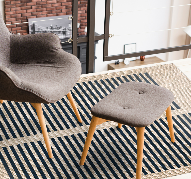 リビングルーム ビニールマット ベージュストライプ柄 - TENSTICKERS