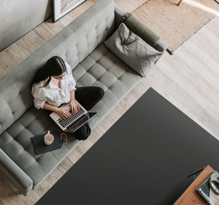 リビングルーム ビニールマット ブラック - TENSTICKERS