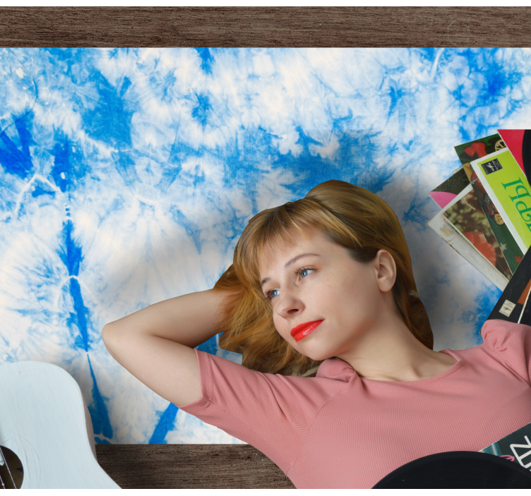 リビングルーム ビニールマット 青いタイダイ - TENSTICKERS