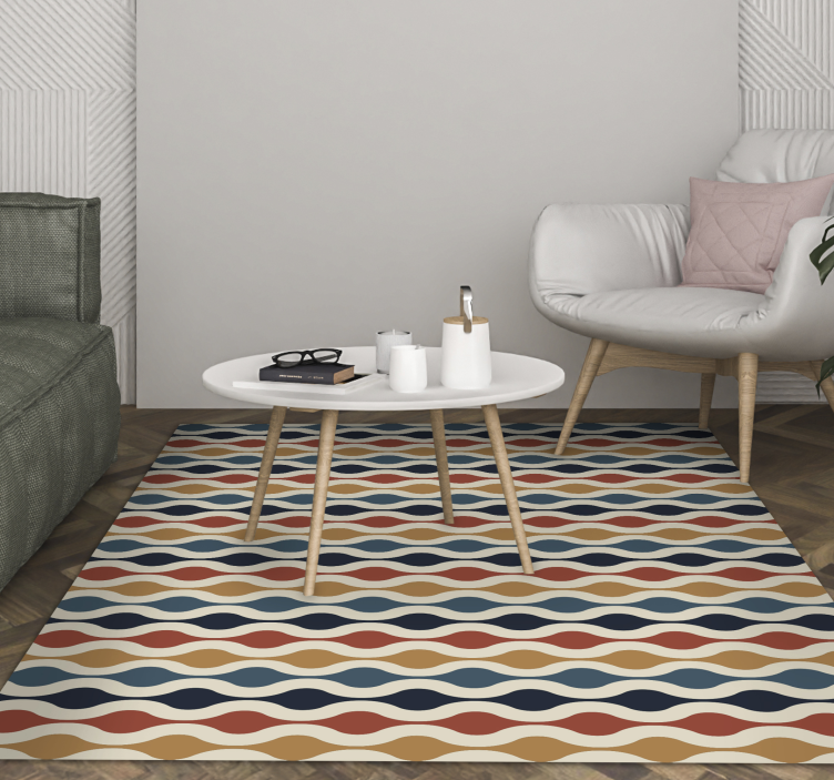 リビングルーム ビニールマット 曲線の色の波 - TENSTICKERS