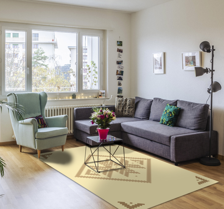 リビングルーム ビニールマット エレガントな幾何学的コントラスト - TENSTICKERS