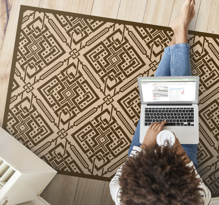 リビングルーム ビニールマット エレガントな幾何学模様 - TENSTICKERS