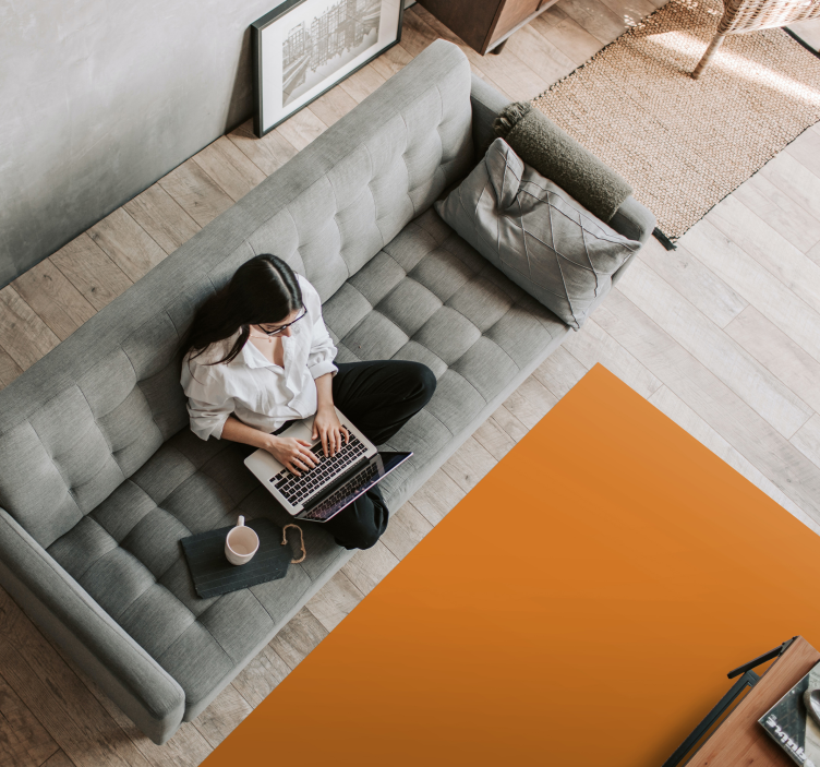 リビングルーム ビニールマット単色オレンジ表面 - TENSTICKERS