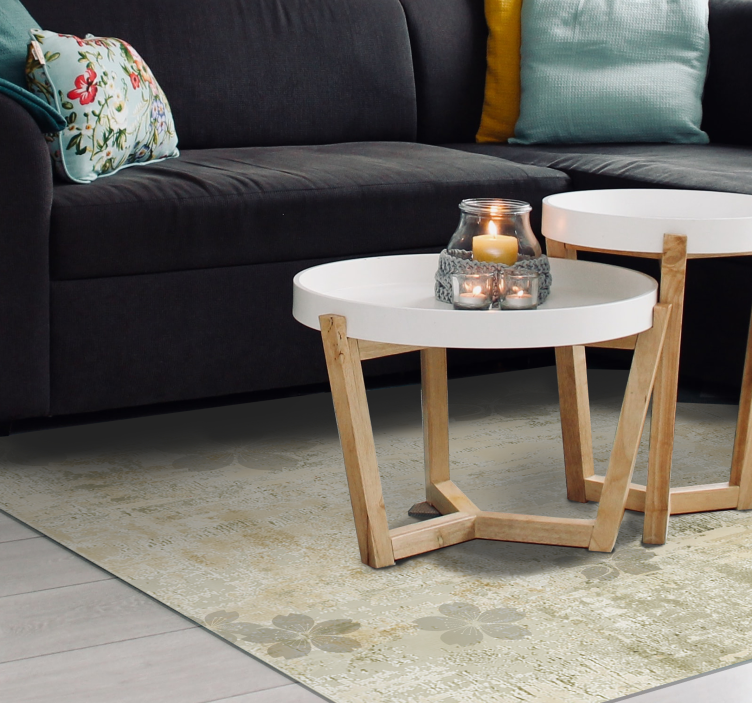 リビングルーム ビニールマット 繊細な花の優雅さ - TENSTICKERS