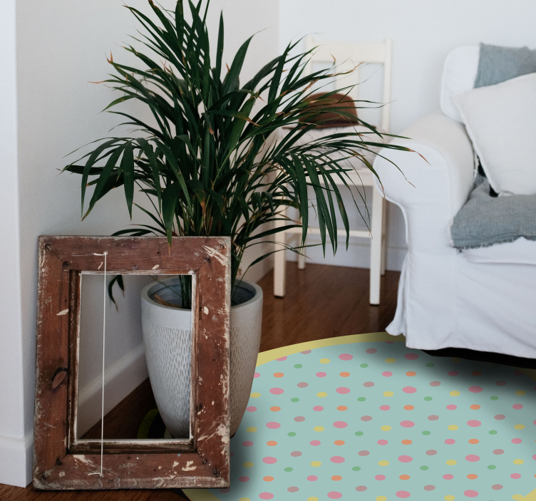 リビングルーム ビニールマット カラフルな水玉模様 - TENSTICKERS