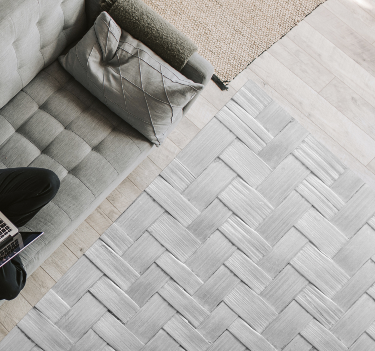 リビングルーム ビニールマット 織り込まれたグレーの質感 - TENSTICKERS