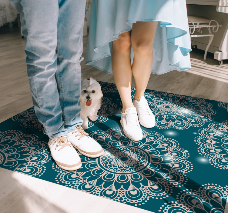 マンダラ ビニールマット 青い魔法の模様 - TENSTICKERS