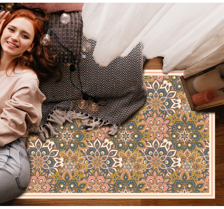 マンダラ ビニールマット 植物のエンブレムの洗練 - TENSTICKERS