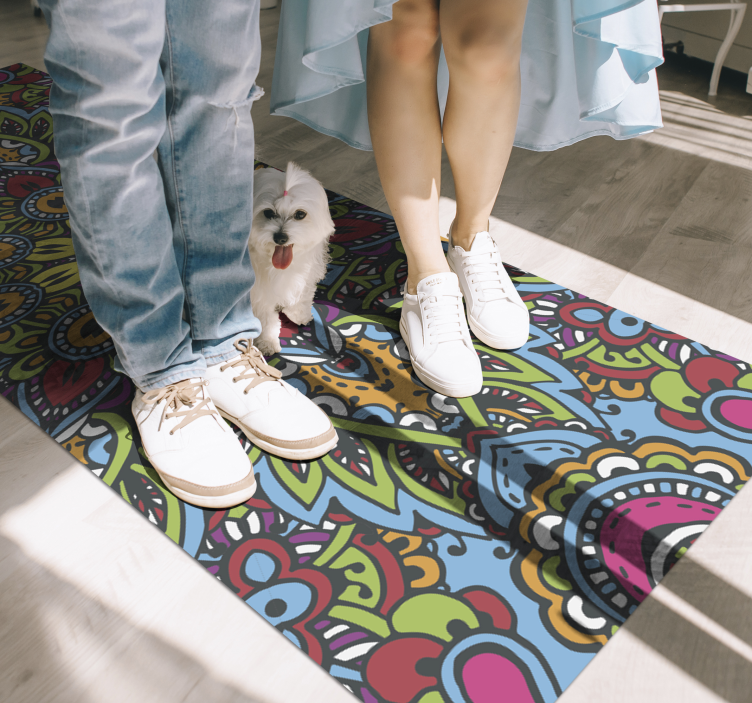 マンダラ ビニールマット 鮮やかな花柄 - TENSTICKERS