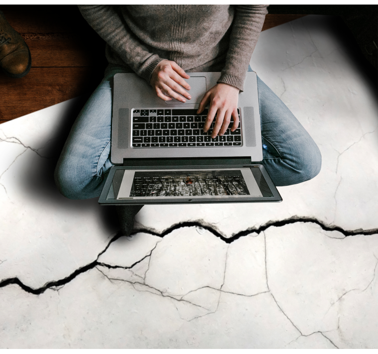 大理石ビニールラグ しわのある白の模造品 - TENSTICKERS