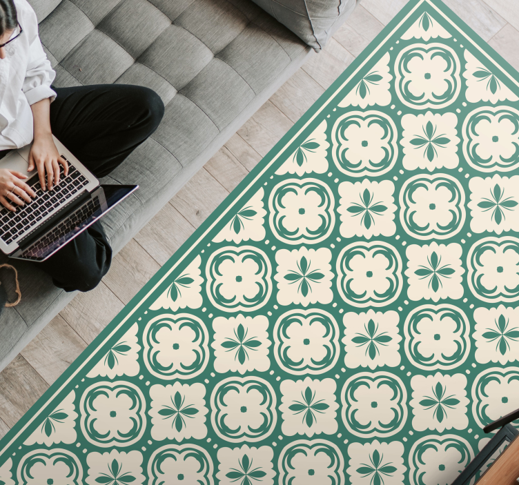 大理石ビニールラグエレガントフローラルエレメント - TENSTICKERS