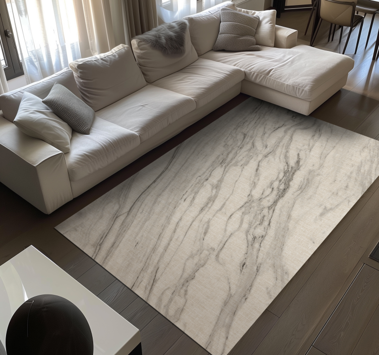 大理石ビニールラグアイボリーの色合いと黒のディテール - TENSTICKERS