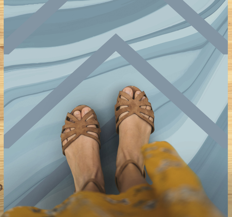 大理石ビニールラグスタイリッシュブルーウェーブ - TENSTICKERS