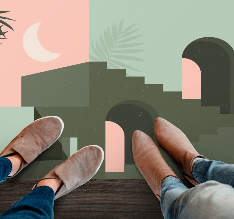 ミニマリスト ビニールマット ミニマリストの抽象的な風景 - TENSTICKERS