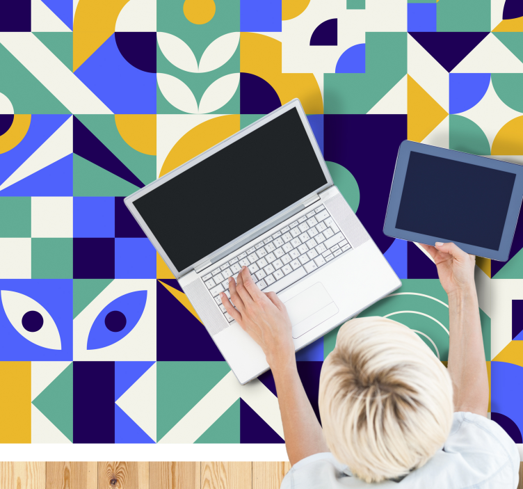 モダンなカラフルなパターンモダンなラグ - TENSTICKERS