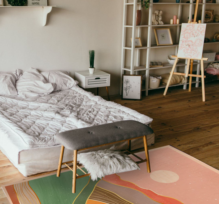 現代のビニールマット抽象的な山の風景 - TENSTICKERS