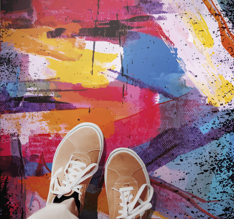 現代のビニールマット 鮮やかな抽象的なスプラッシュ - TENSTICKERS