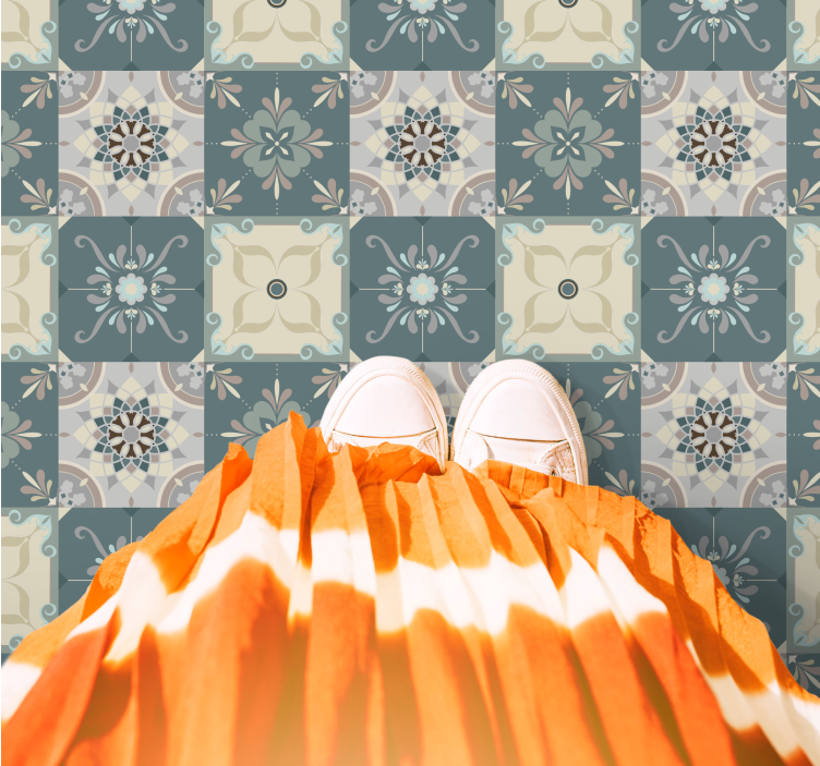 モザイク ビニールマット 花柄モチーフ - TENSTICKERS