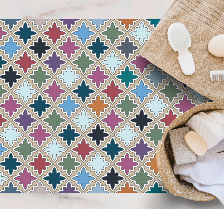 モザイク ビニールマット 鮮やかな花の構成 - TENSTICKERS